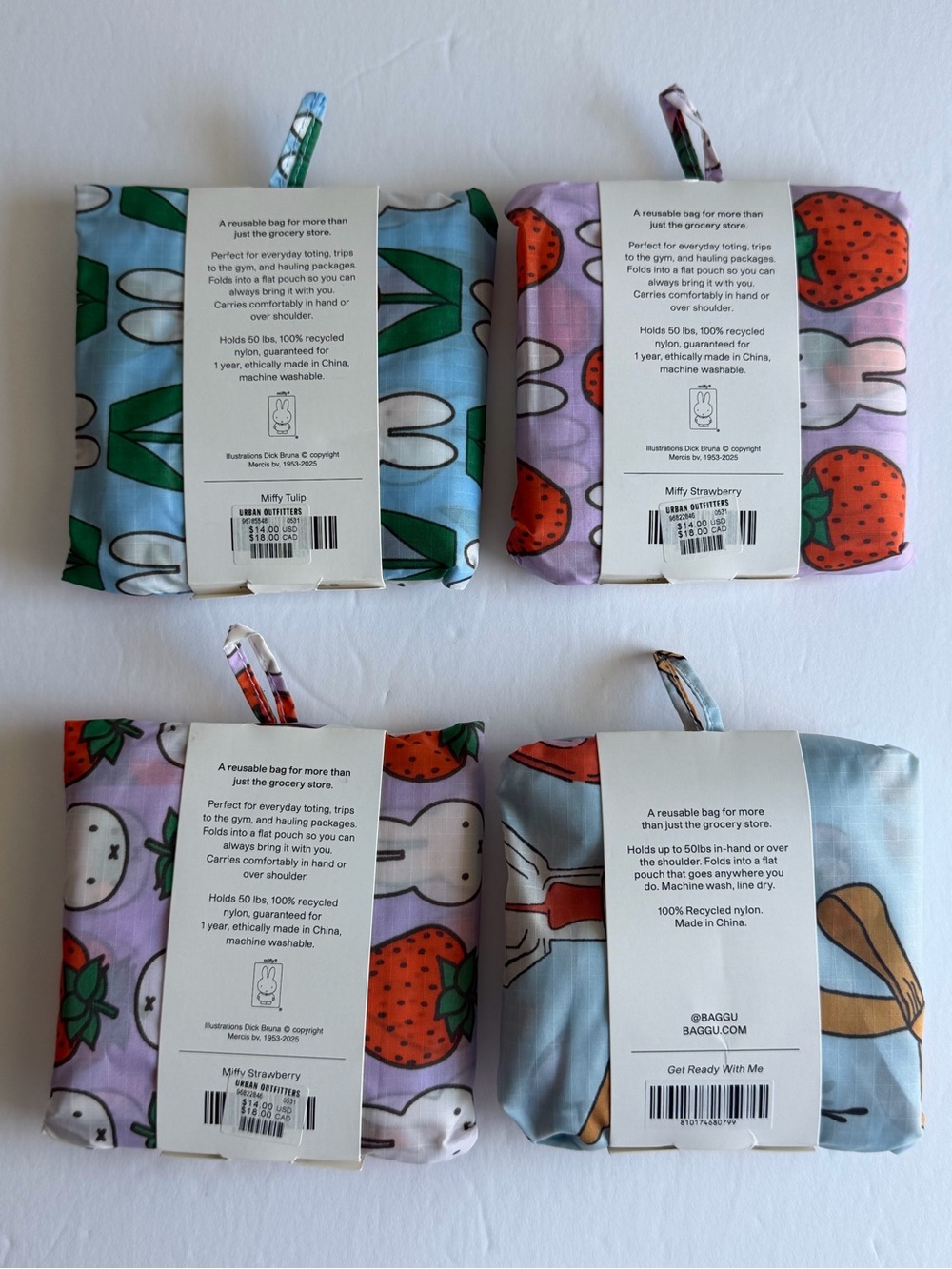 NWT BAGGU Set of 4 Reusable Bags (3 Miffy/1 GRWM) - Picture 2 of 2